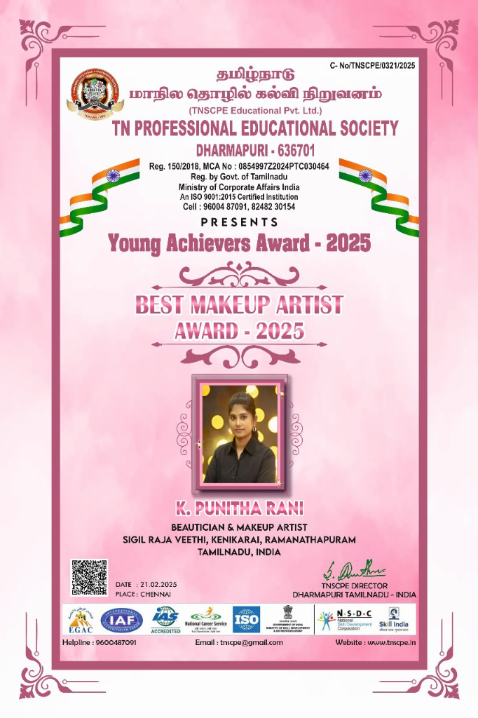 TN Professional Educational Society Best Makeup Artist Award 2025