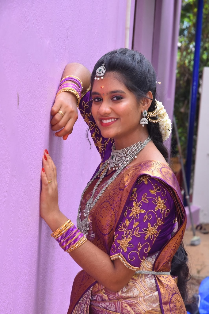 Royal Purple Kanjeevaram Silk Saree Reception Glam